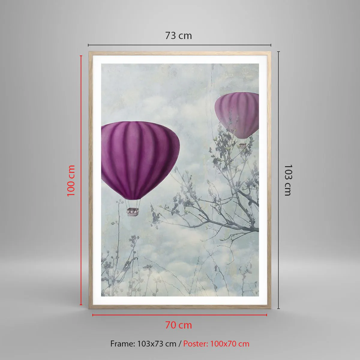 Pôster com moldura de carvalho claro - Como navios no céu - 70x100 cm