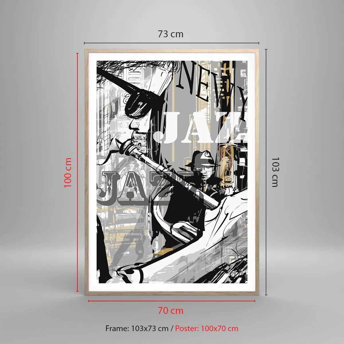 Poster in cornice rovere chiaro - Al ritmo di New York - 70x100 cm