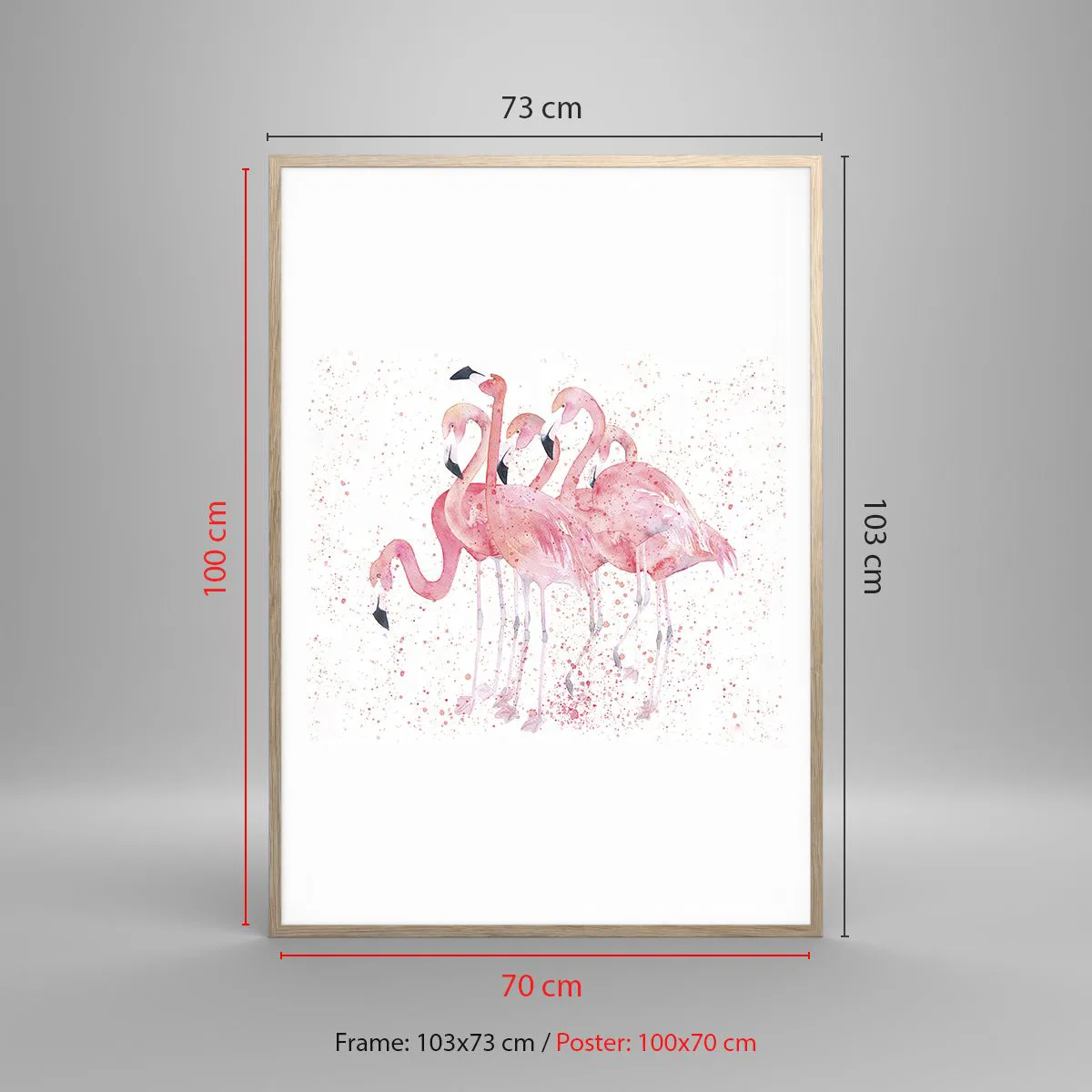 Pôster com moldura de carvalho claro - Conjunto cor-de-rosa - 70x100 cm