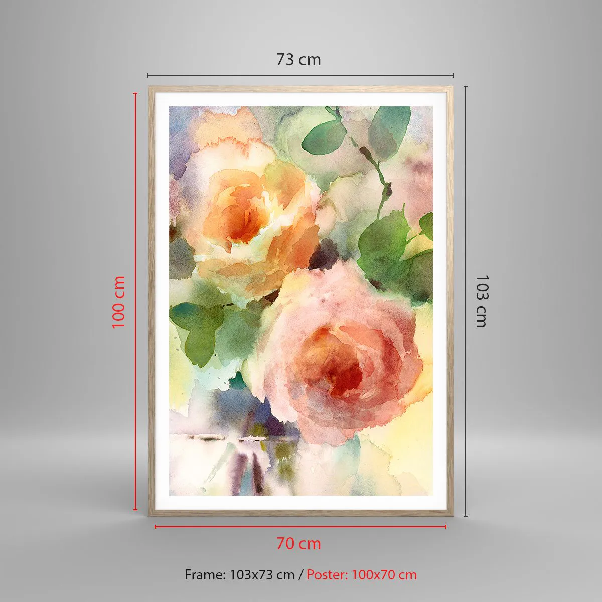 Poszter világos tölgy keretben - Gyengéd, mint az akvarell - 70x100 cm