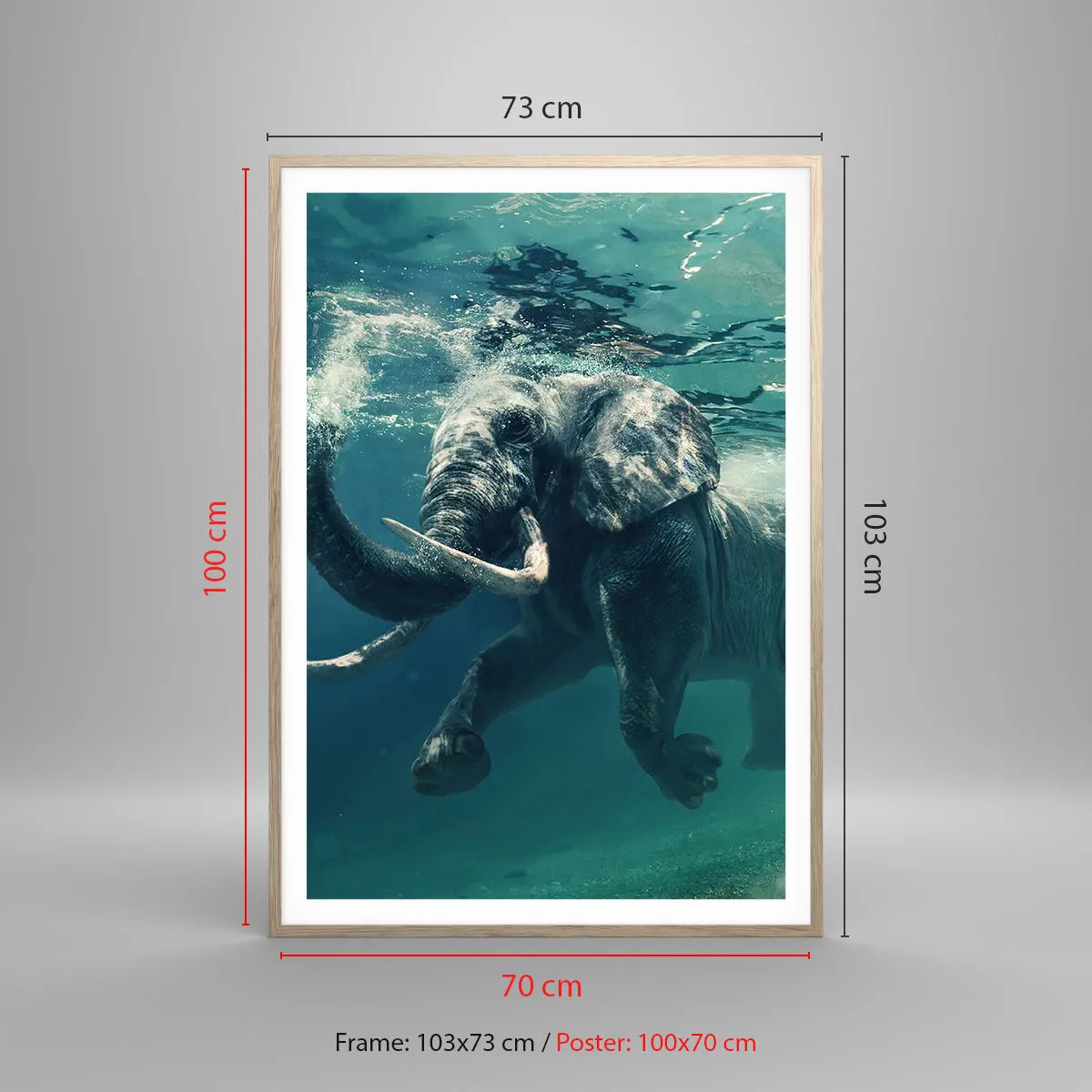 Affisch i ram av ljusek - Alla tycker om att simma - 70x100 cm