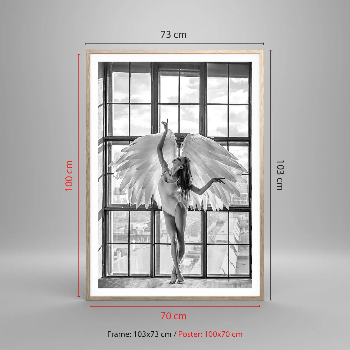 Poster in einem Rahmen aus heller Eiche - Stadt der Engel? - 70x100 cm