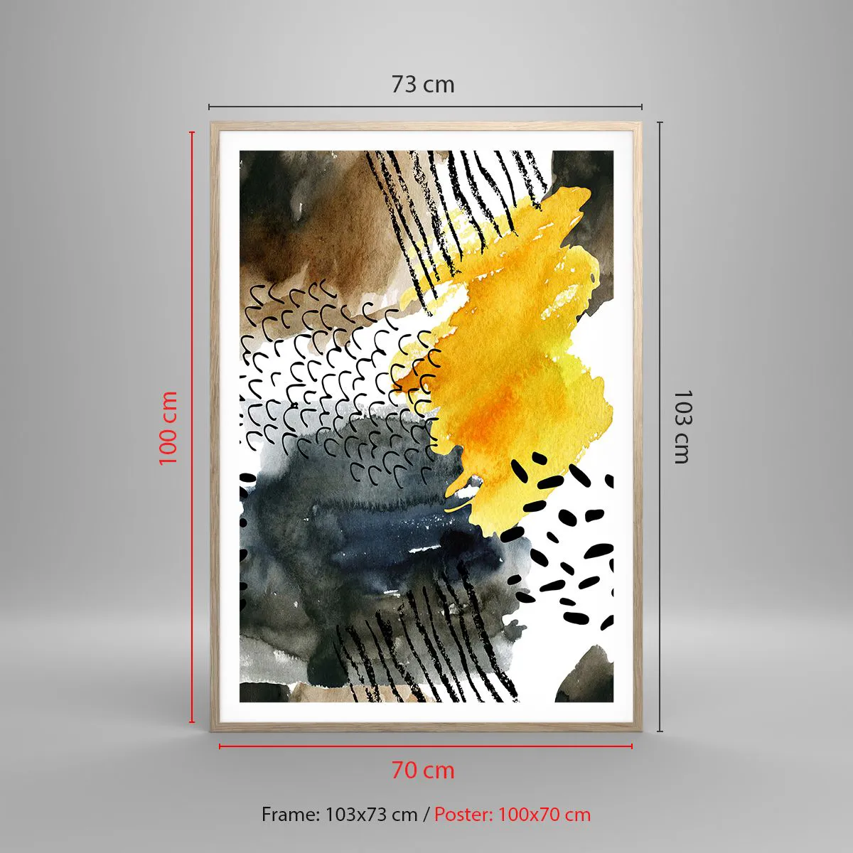 Póster en marco roble claro - Reunión de los elementos - 70x100 cm