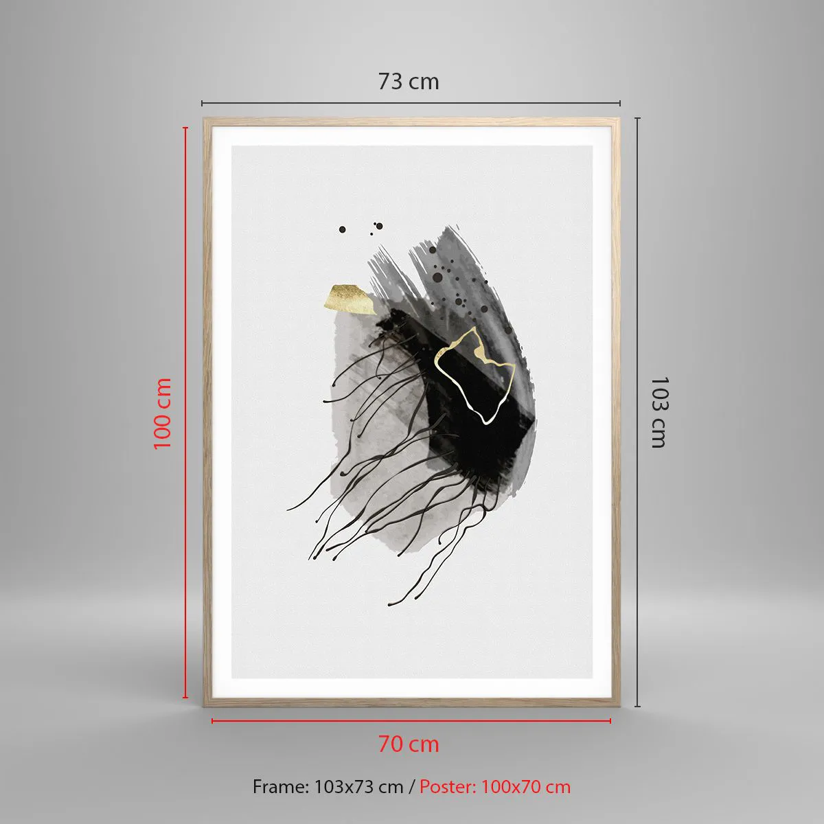 Poster in light oak frame - In Black and Gold - 70x100 cm