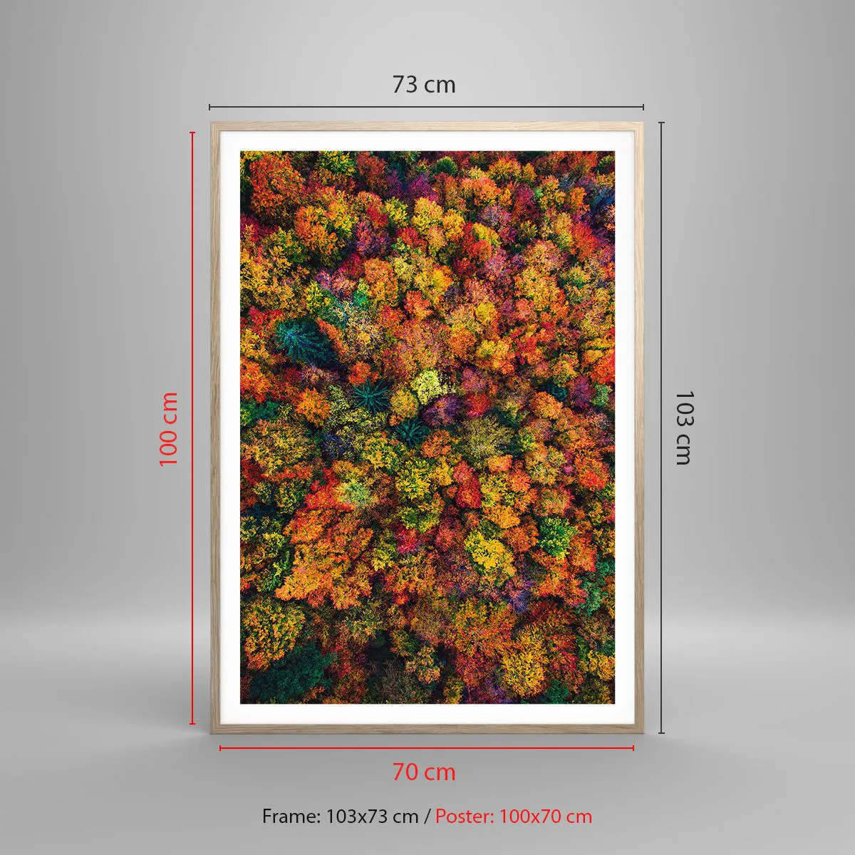 Poster in light oak frame - Bouquet of Autumn Flowers - 70x100 cm