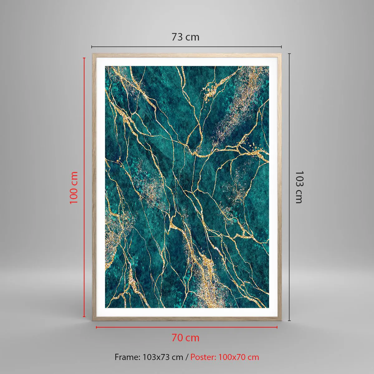 Póster en marco roble claro - Riachuelos de oro - 70x100 cm