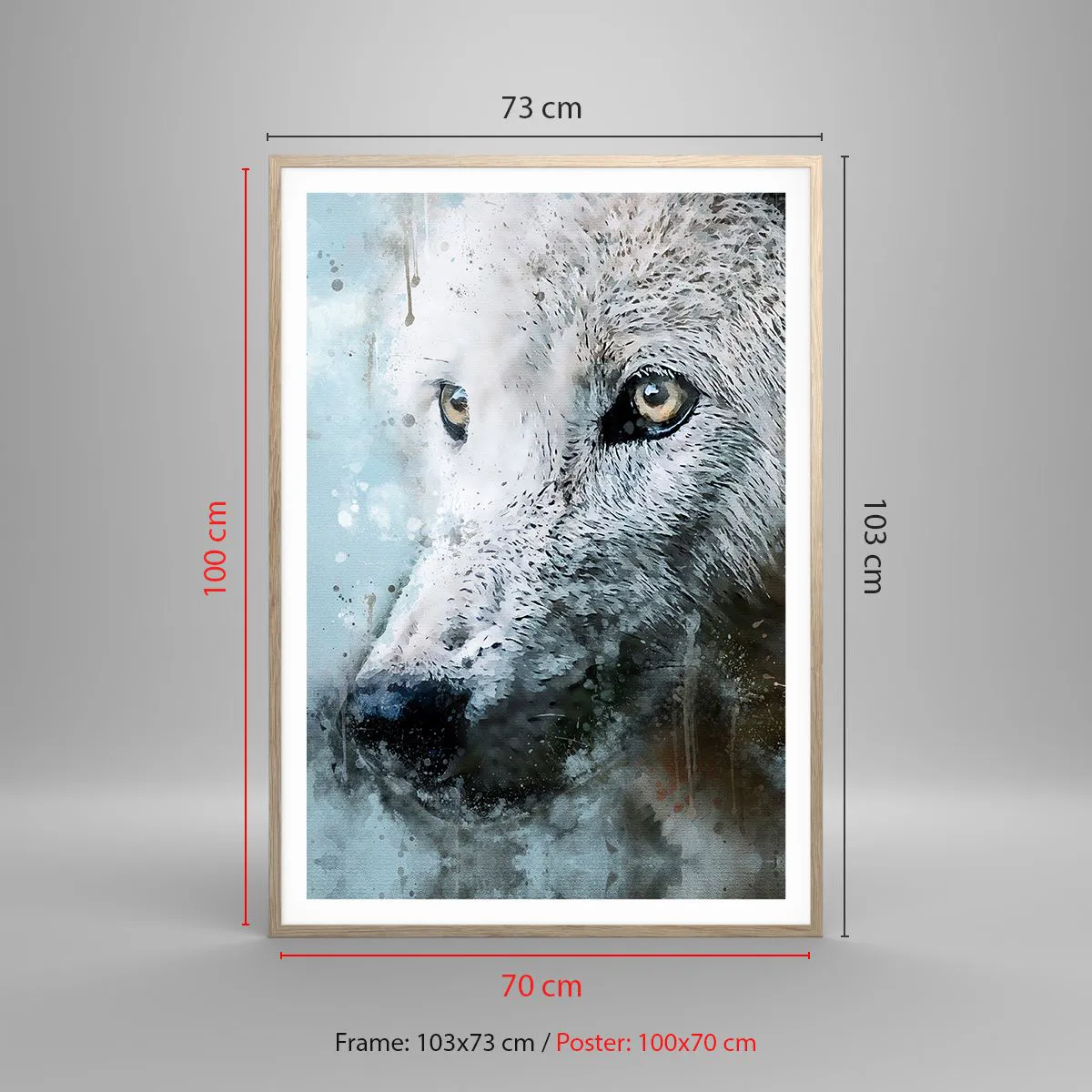 Plakát v rámu světlý dub - Seznamte se s vlčí duší - 70x100 cm