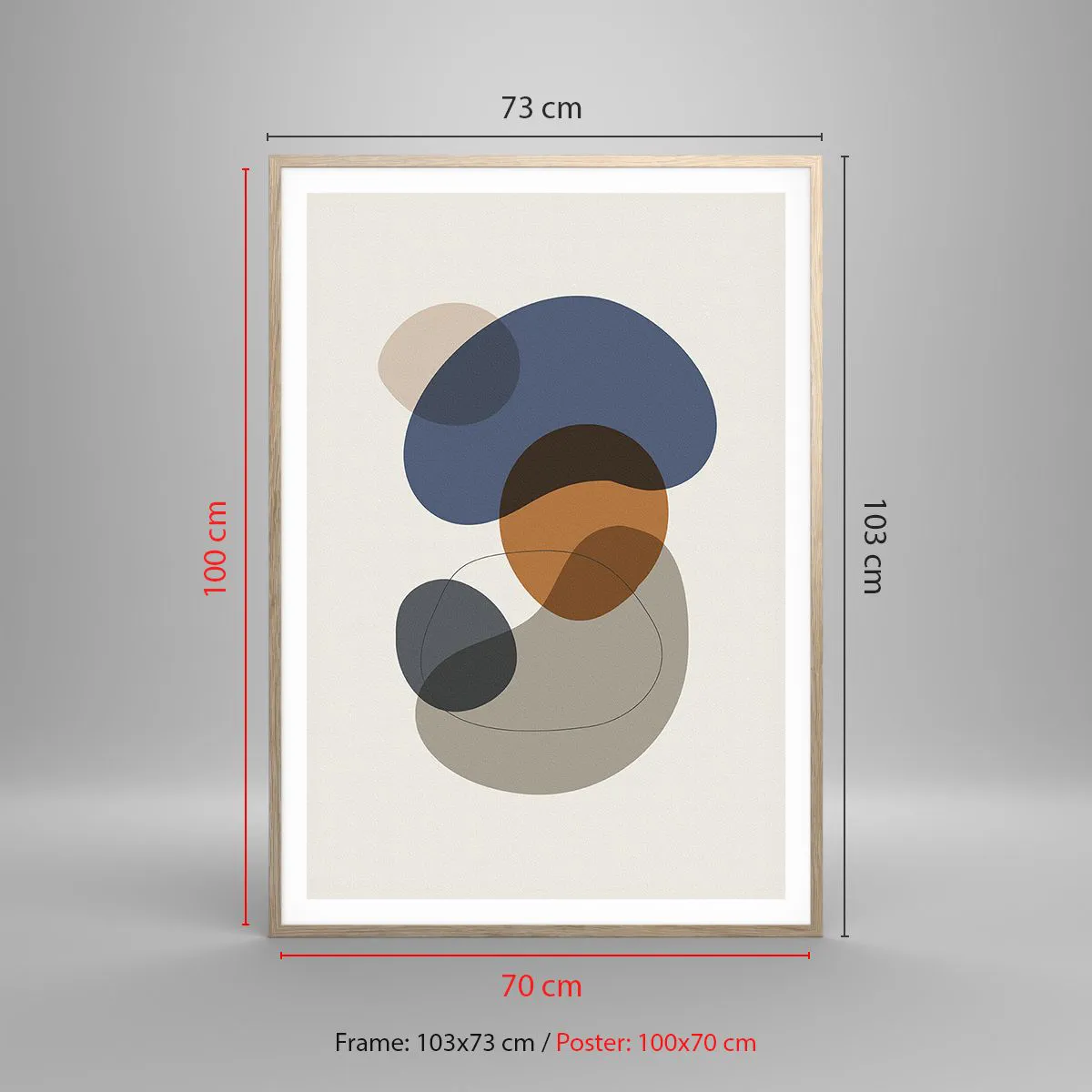 Plagát v ráme zo svetlého duba - Kvapky farieb - 70x100 cm