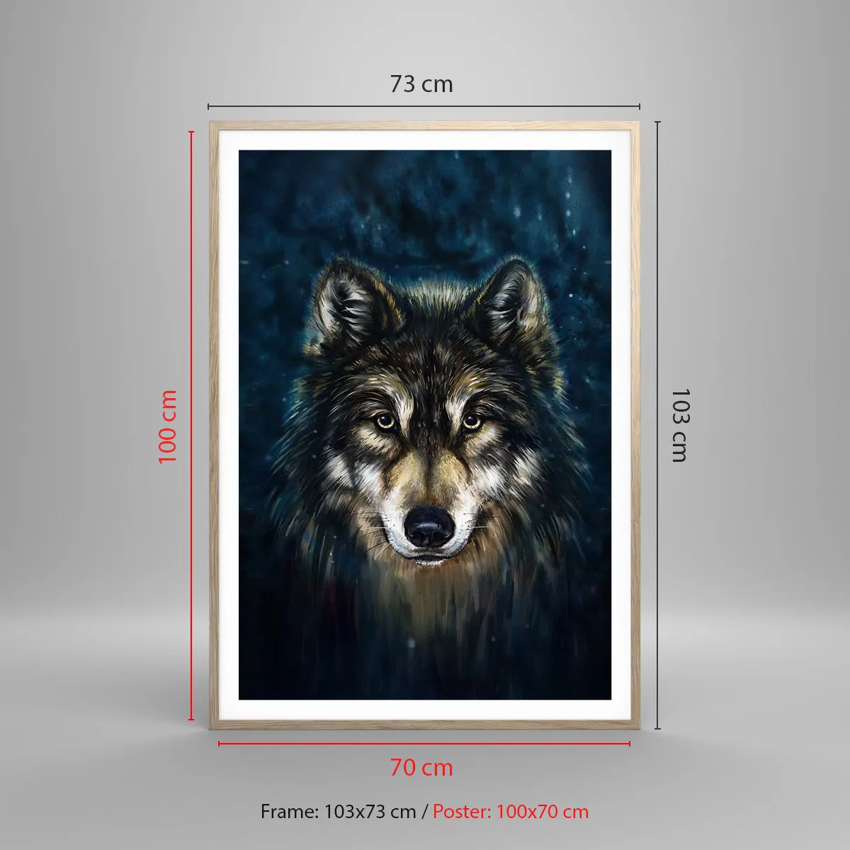 Poster in einem Rahmen aus heller Eiche - Alpha? Und Omega - 70x100 cm