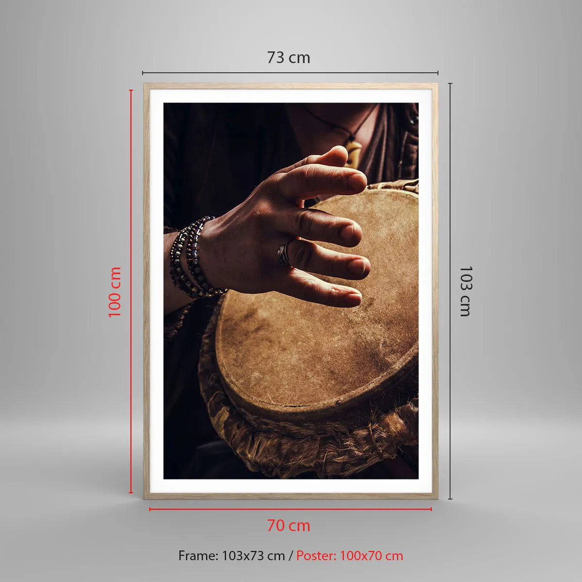 Poster in light oak frame - In the Rhythm of the Heart - 70x100 cm