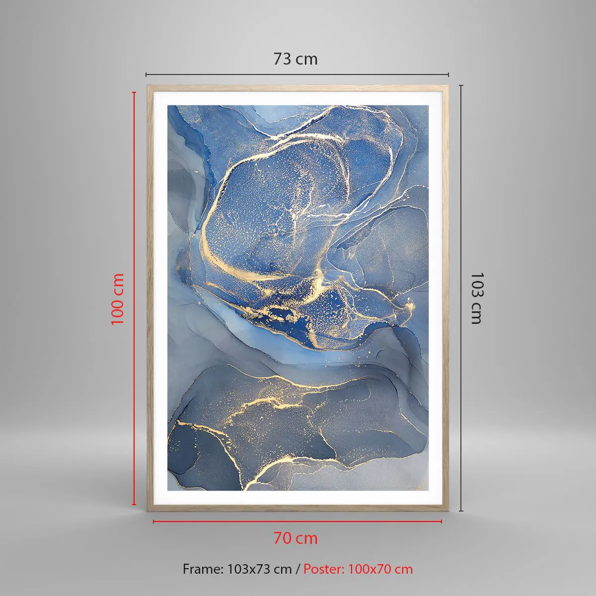 Affiche dans un chêne clair - Poster - Poussière d'or - 70x100 cm