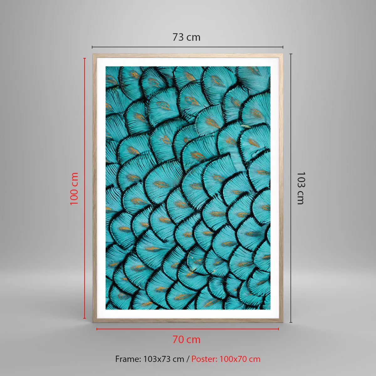 Plakat w ramie jasny dąb - Wielka gala piór - 70x100 cm