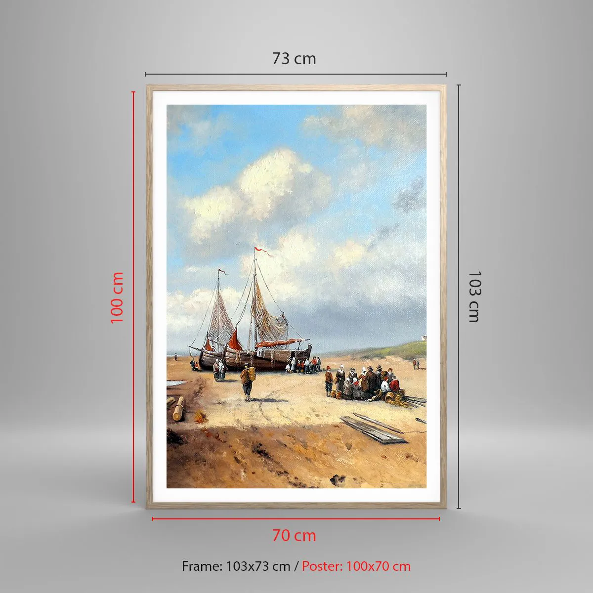 Plakat w ramie jasny dąb - Po udanym połowie - 70x100 cm