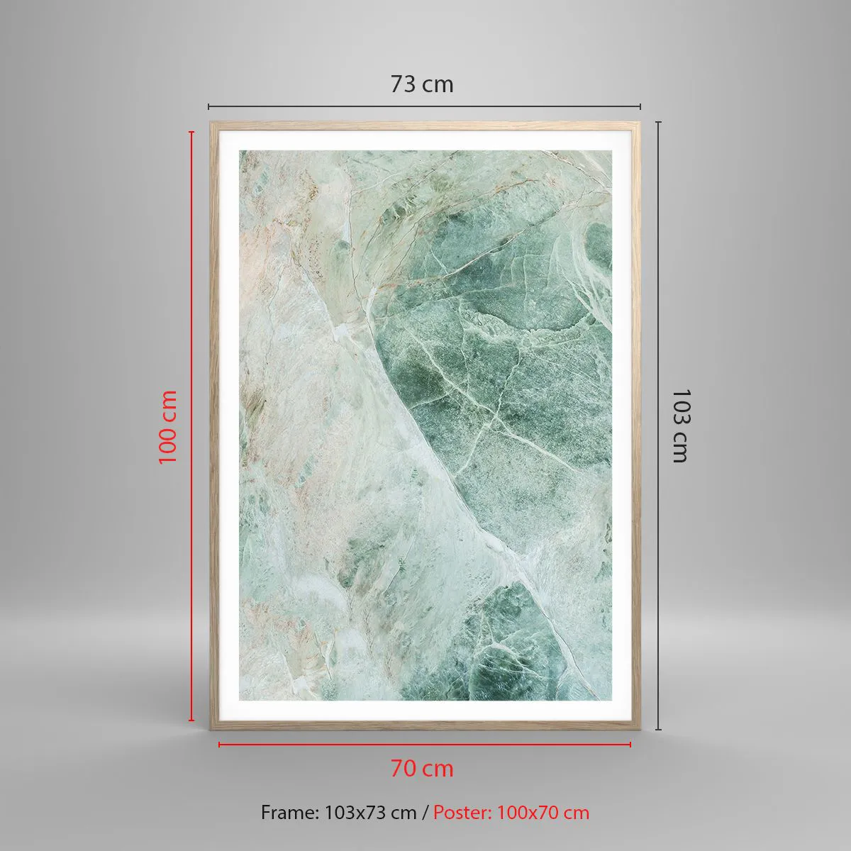 Plakát v rámu světlý dub - Ctný chlad kamene - 70x100 cm