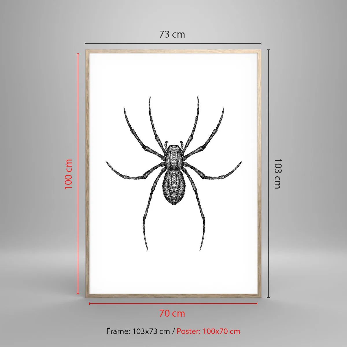 Plakat i ramme af lyst egetræ - Foruroligende præcision - 70x100 cm