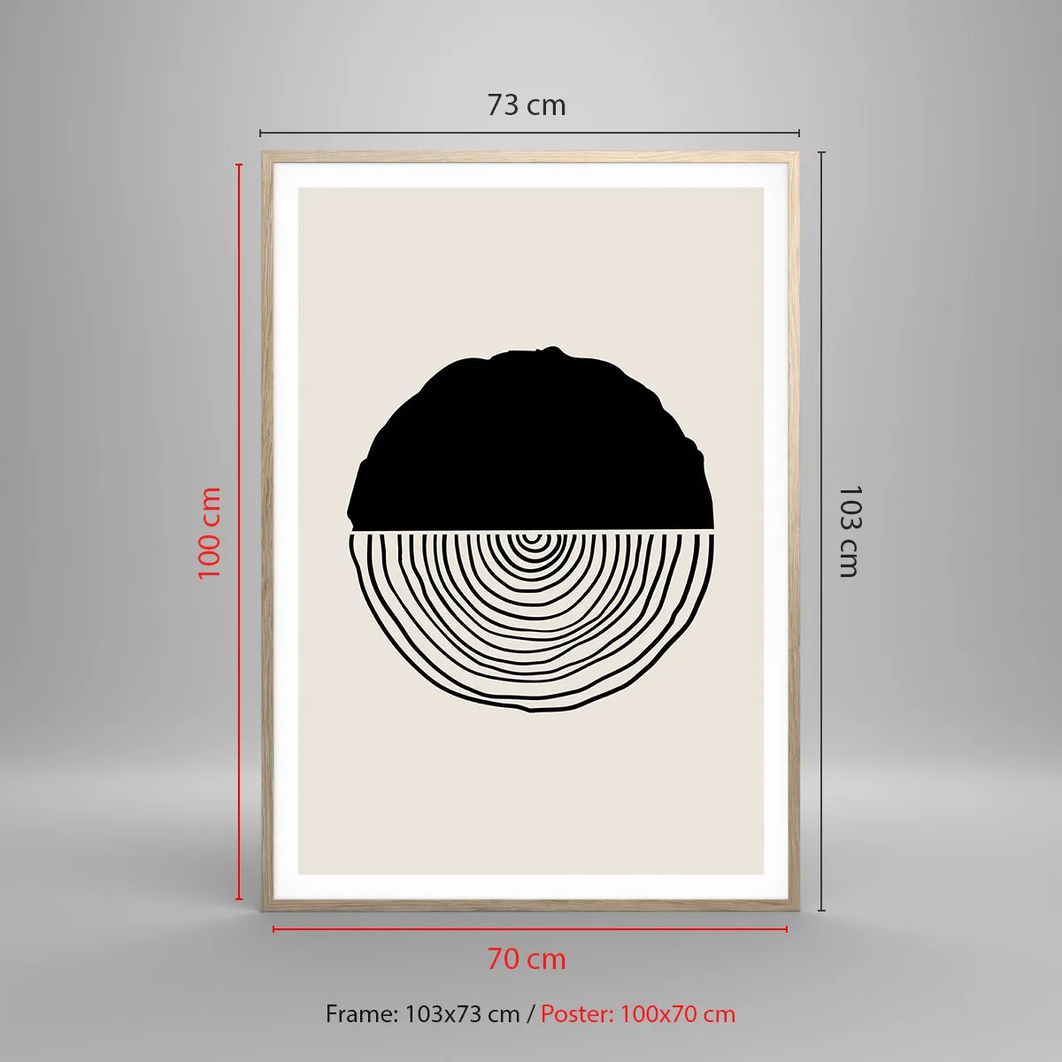 Pôster com moldura de carvalho claro - Meio a meio - 70x100 cm