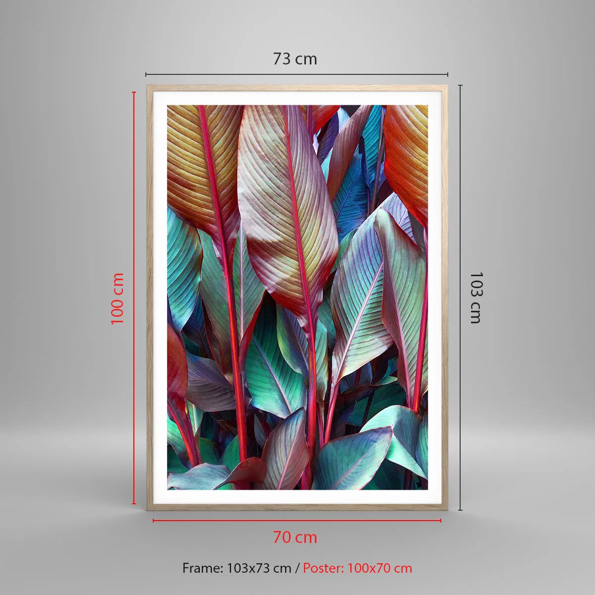 Een poster in een licht eiken lijst - Een kleurrijk struikgewas - 70x100 cm