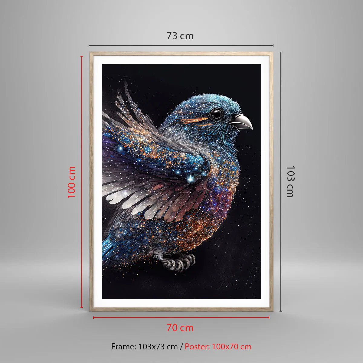 Poster in light oak frame - Diamond Sparrow - 70x100 cm