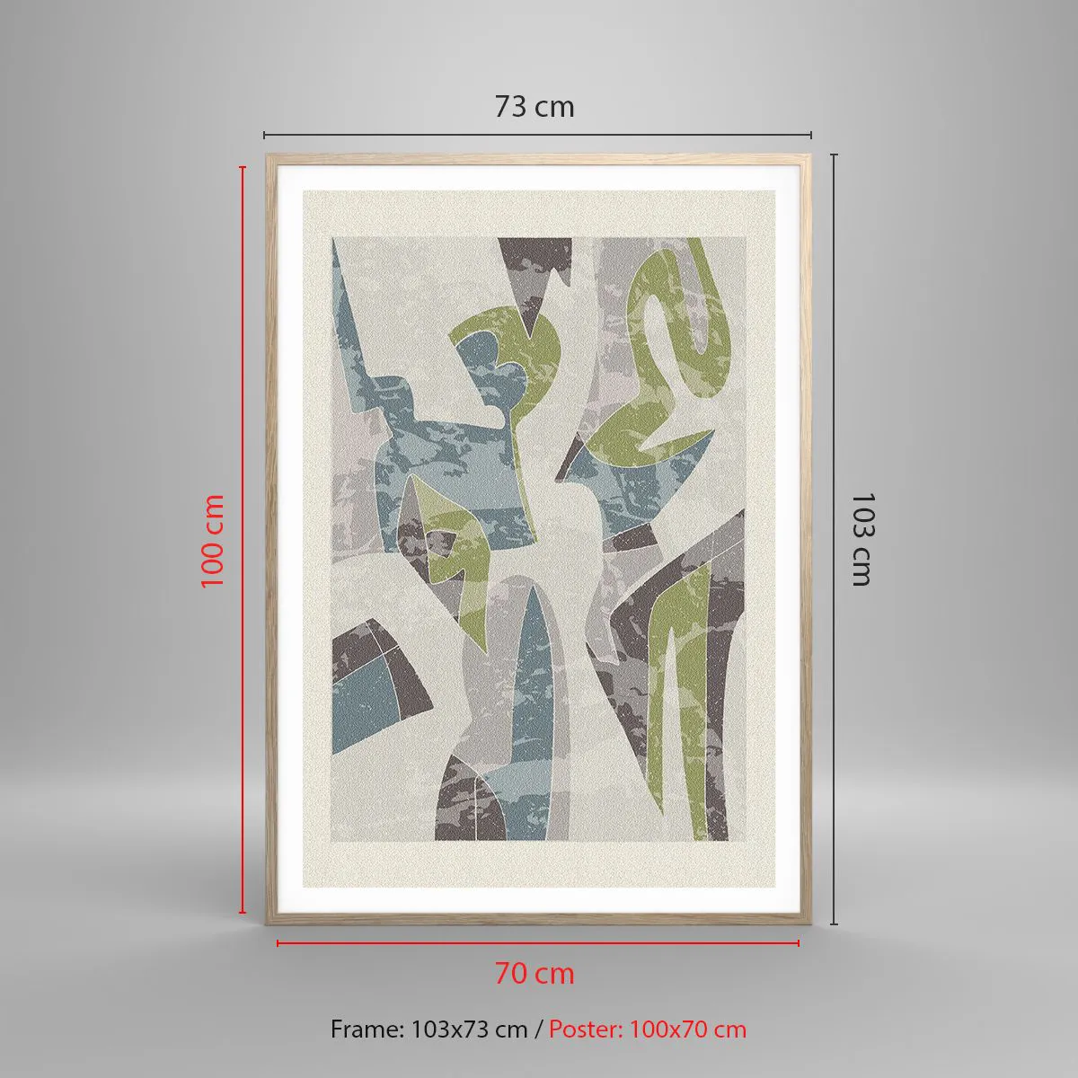 Poster in light oak frame - Composition with Window Pane - 70x100 cm