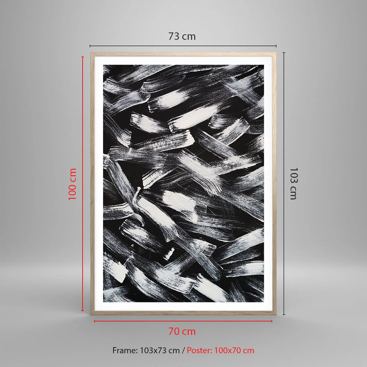 Poster in einem Rahmen aus heller Eiche - Abstraktion im industriellen Geist - 70x100 cm