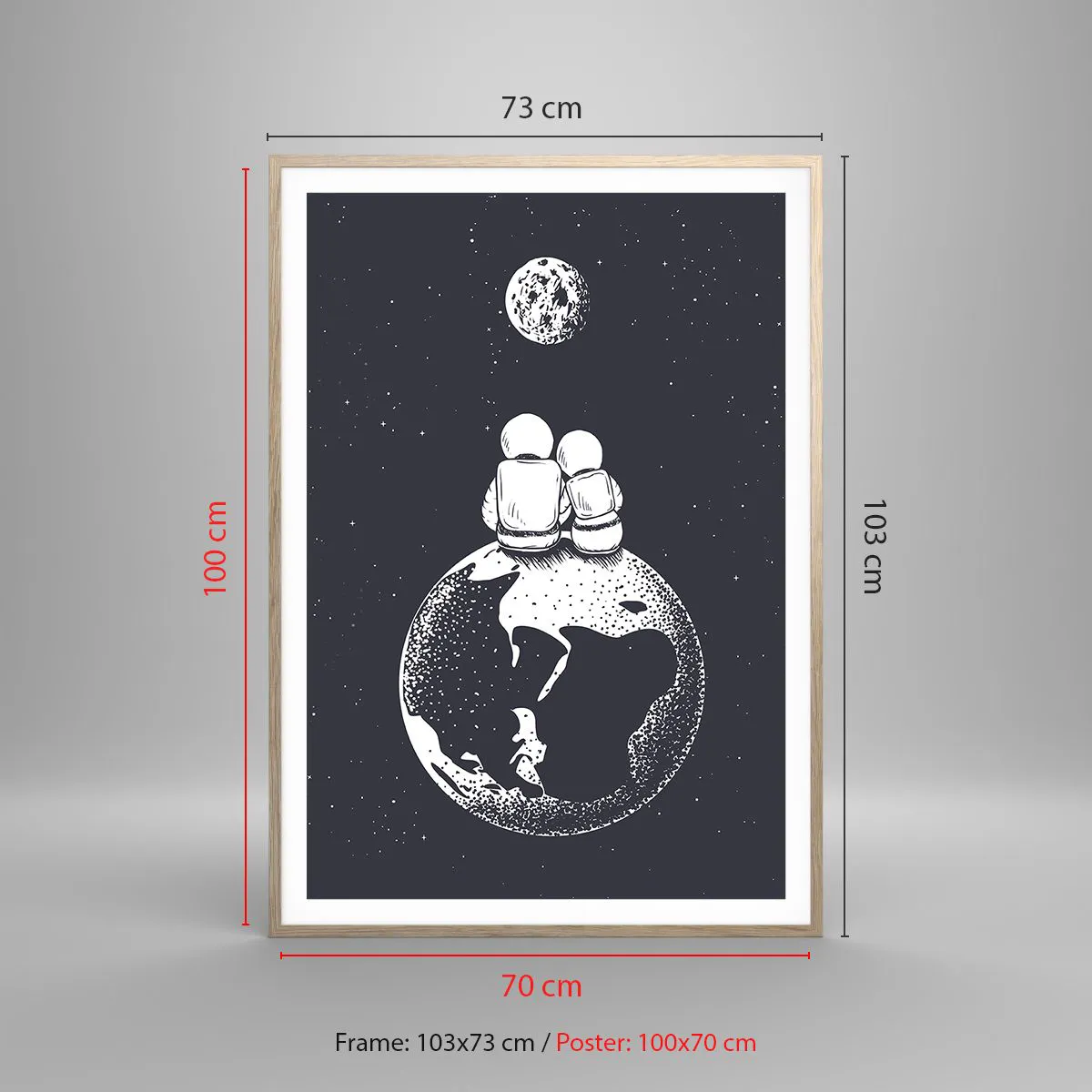 Pôster com moldura de carvalho claro - Uma história de amor cósmica - 70x100 cm