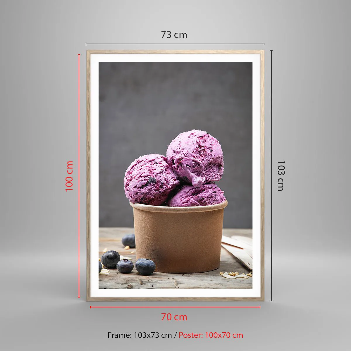Poster in einem Rahmen aus heller Eiche - Süße und Kälte - 70x100 cm