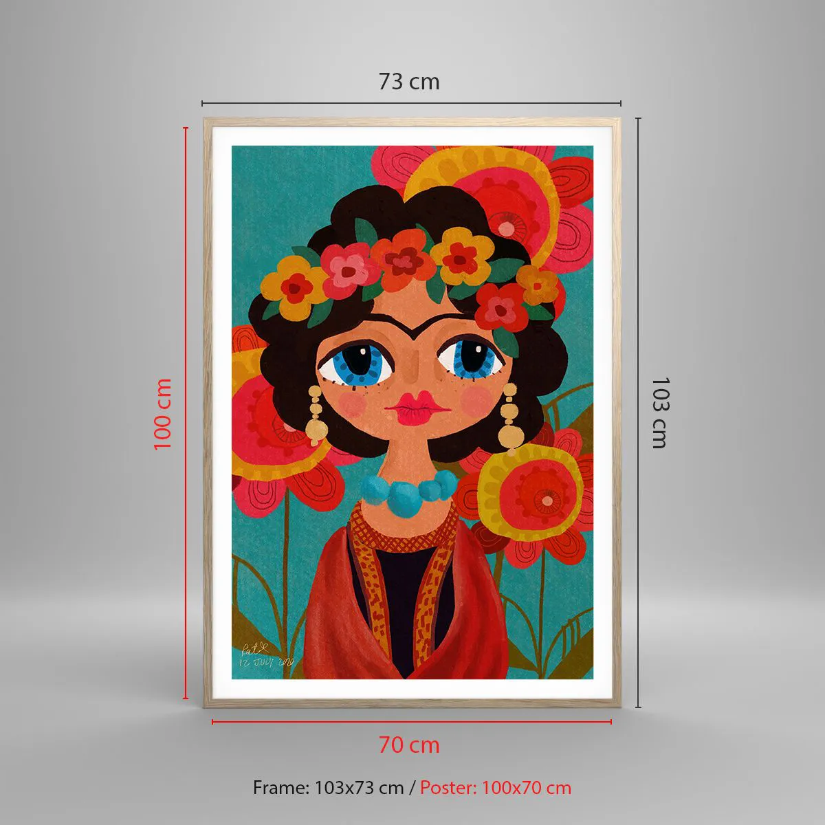 Affisch i ram av ljusek - Vallmojungfru - 70x100 cm