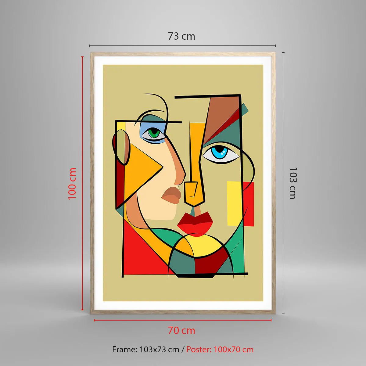 Plakat i ramme af lyst egetræ - Et matchende par - 70x100 cm