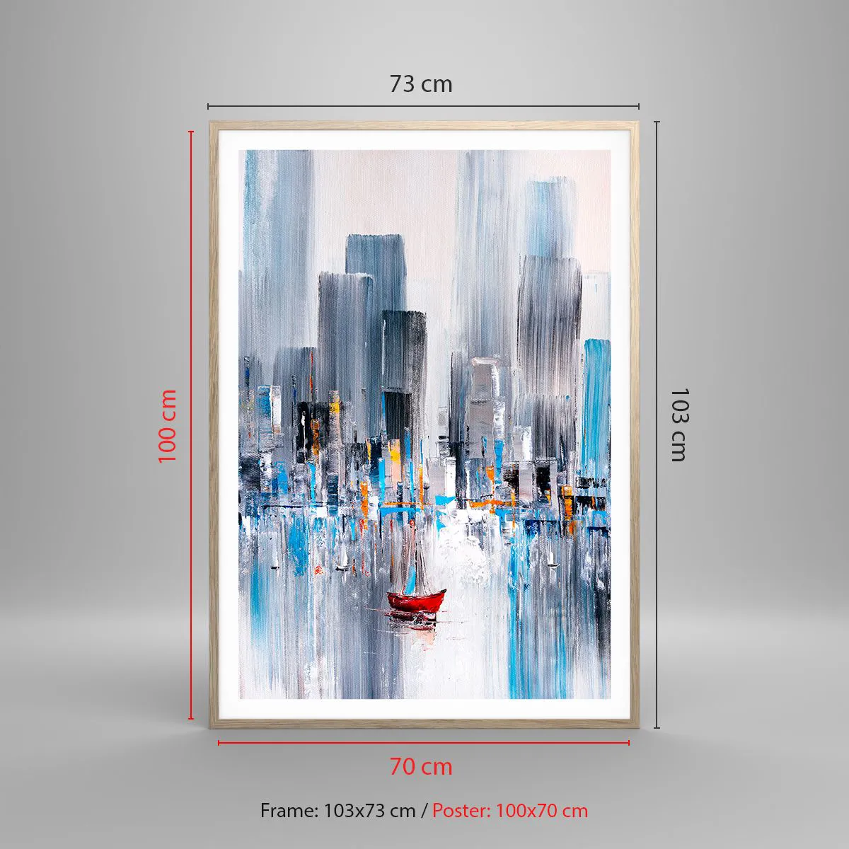 Plakat w ramie jasny dąb - Metropolia nad zatoką - 70x100 cm