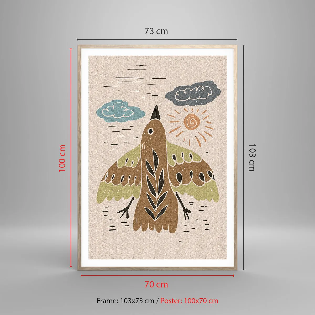 Pôster com moldura de carvalho claro - Bom vôo - 70x100 cm