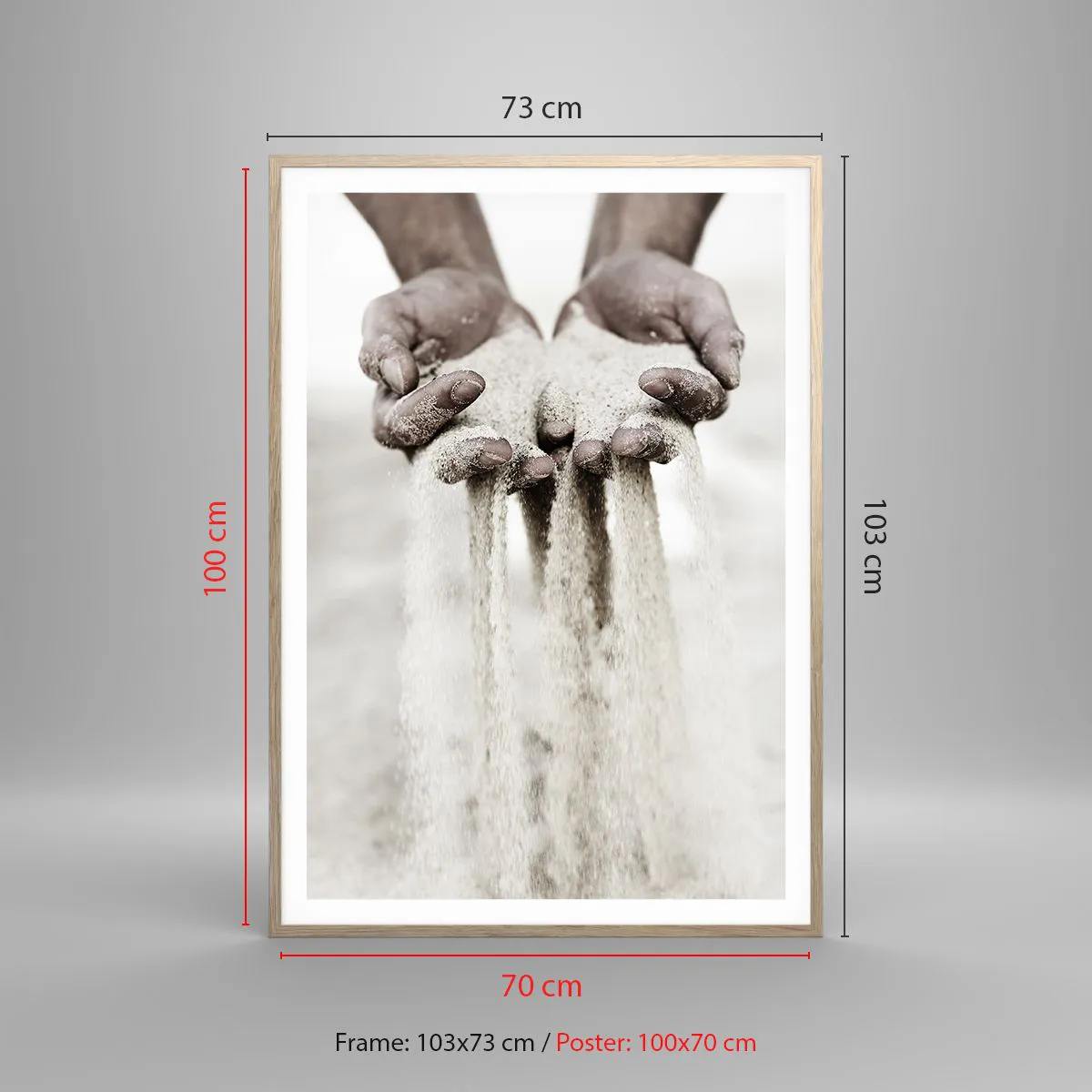 Poster in einem Rahmen aus heller Eiche - Mit diesen Händen… - 70x100 cm