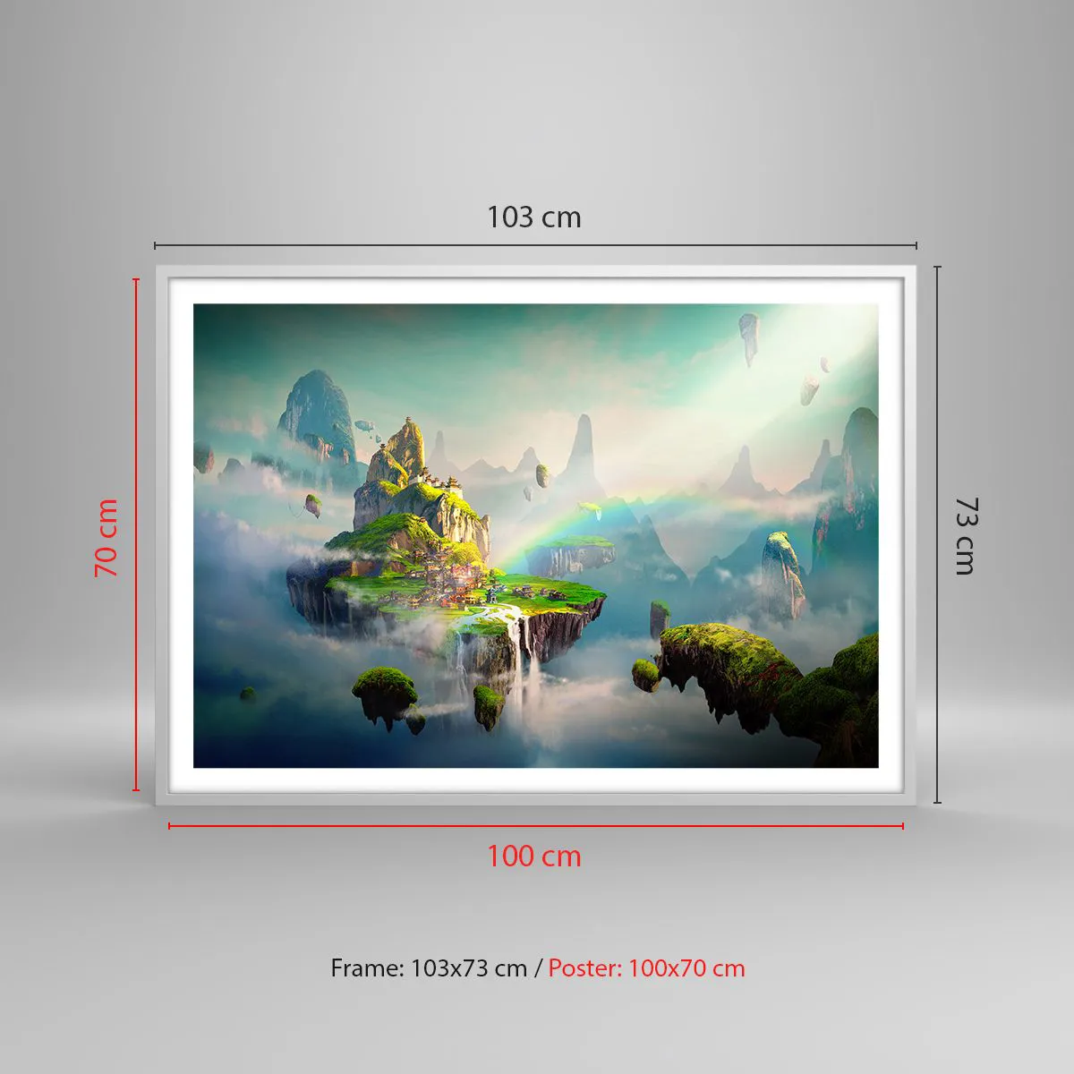 Plagát v bielom ráme - Uprostred neba - šťastné ostrovy - 100x70 cm