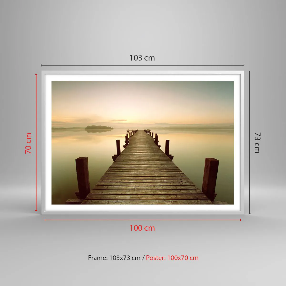 Poszter fekete keretben - Hajnal előtt, hajnal, fény - 100x70 cm