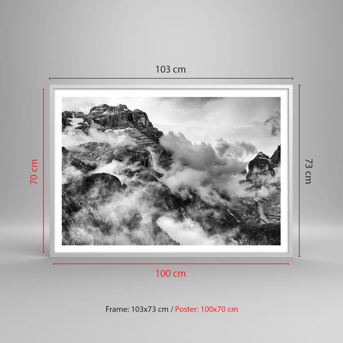 Poster in een witte lijst - Mooi en wreed - 100x70 cm