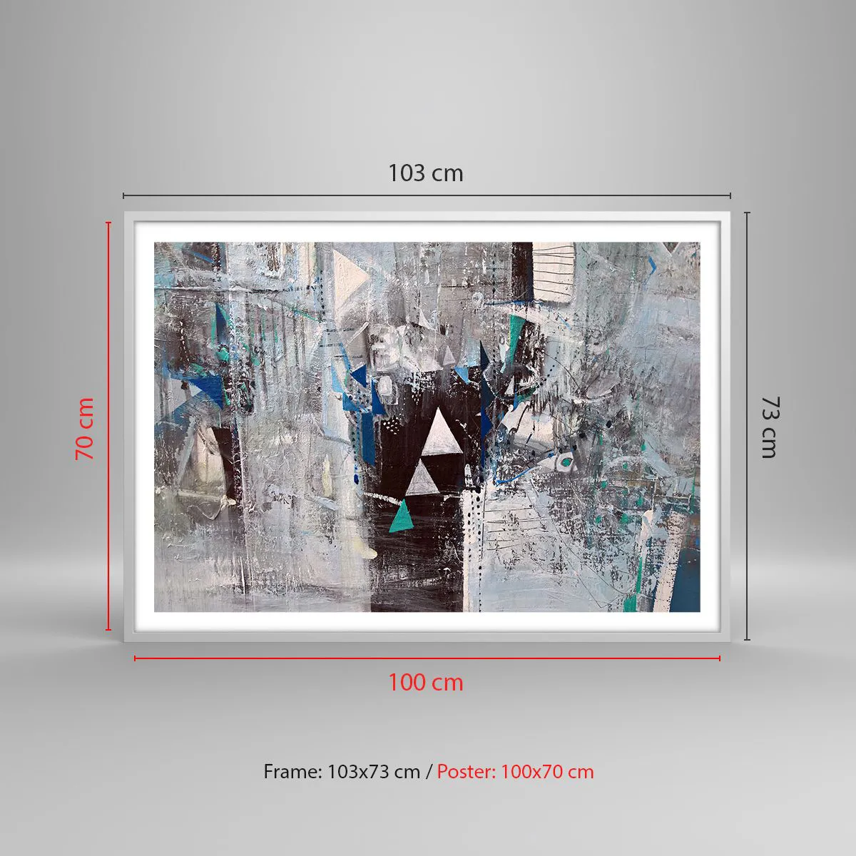 Affiche dans un cadre blanc - Poster - Ordre prioritaire des triangles - 100x70 cm