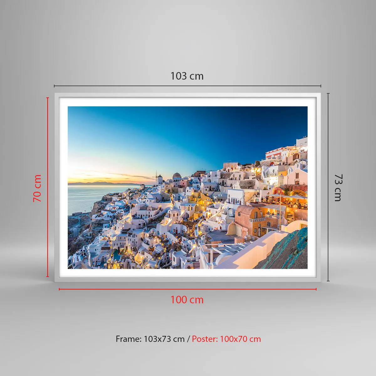 Affiche dans un cadre blanc - Poster - L'essence de la grecque - 100x70 cm