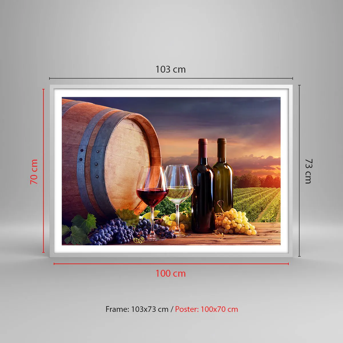 Plakát v bílém rámu - Tady má život chuť - 100x70 cm