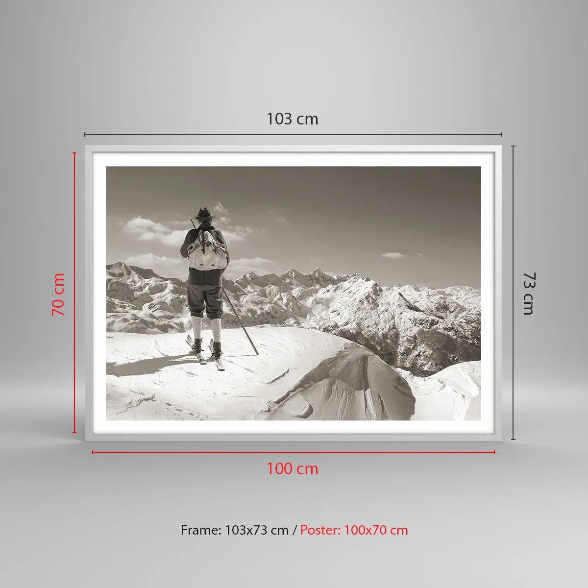 Poster in een witte lijst - En de bergen blijven onveranderd - 100x70 cm