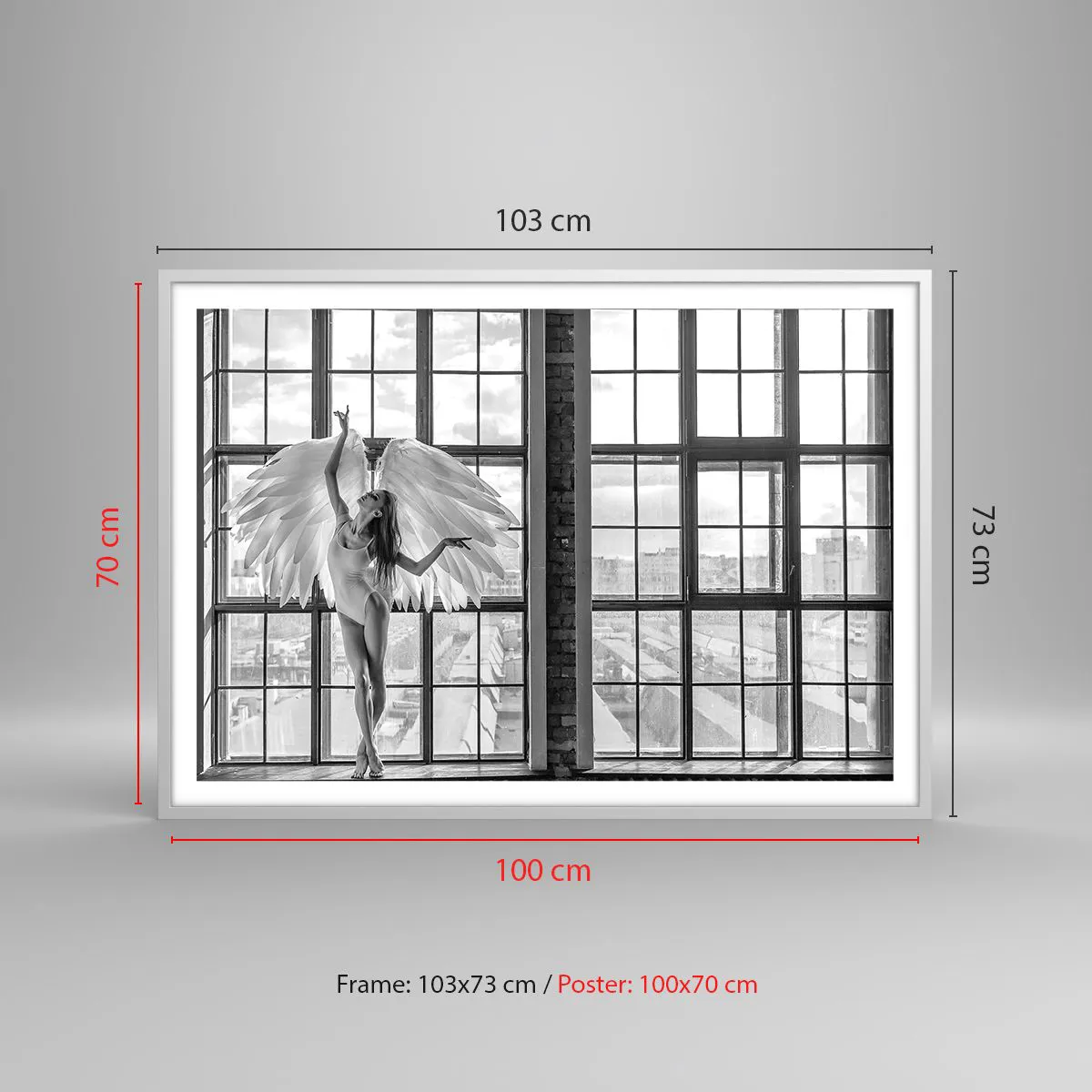 Poster în ramă albă - Orașul îngerilor dansatori? - 100x70 cm