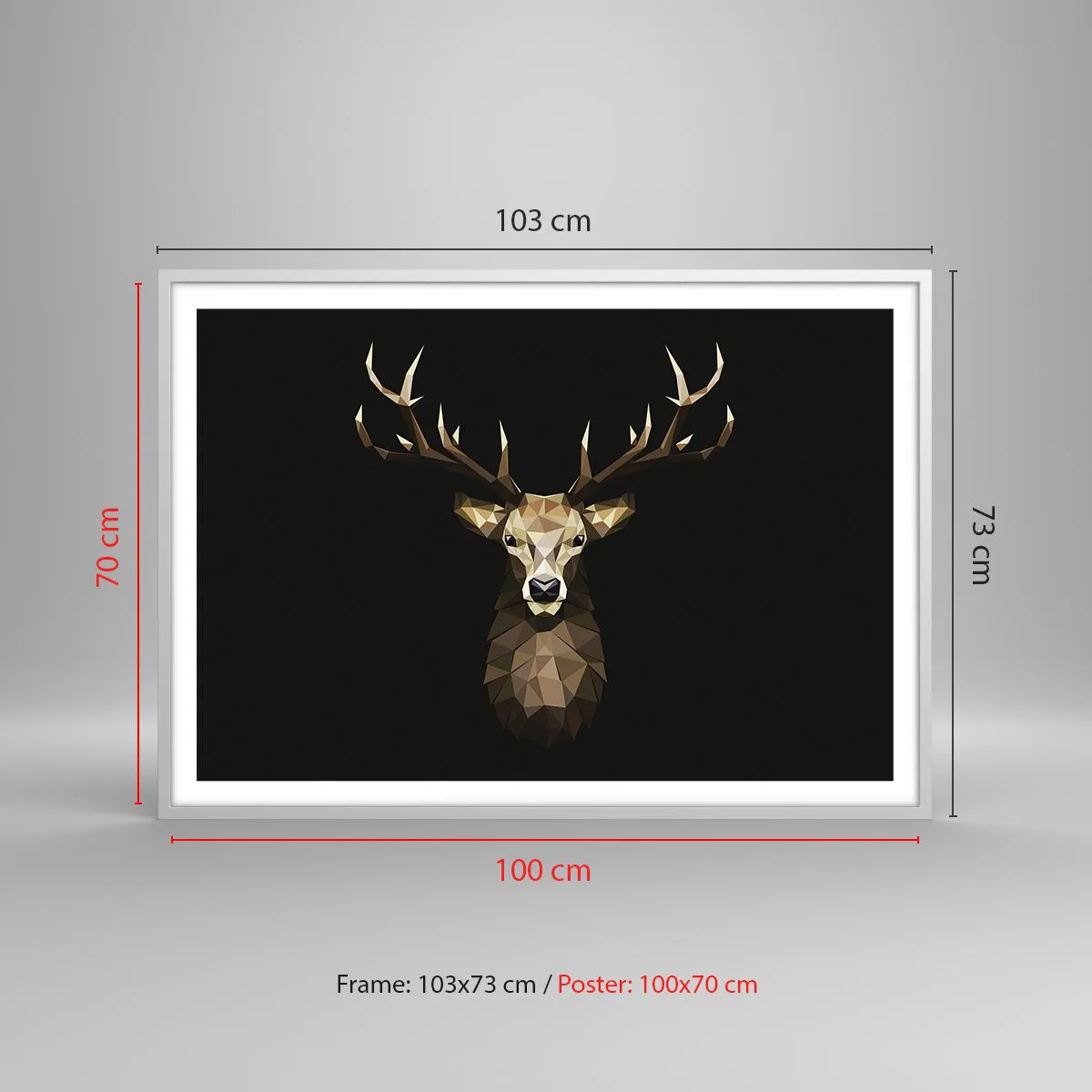 Poszter fekete keretben - Kubista szarvas - 100x70 cm