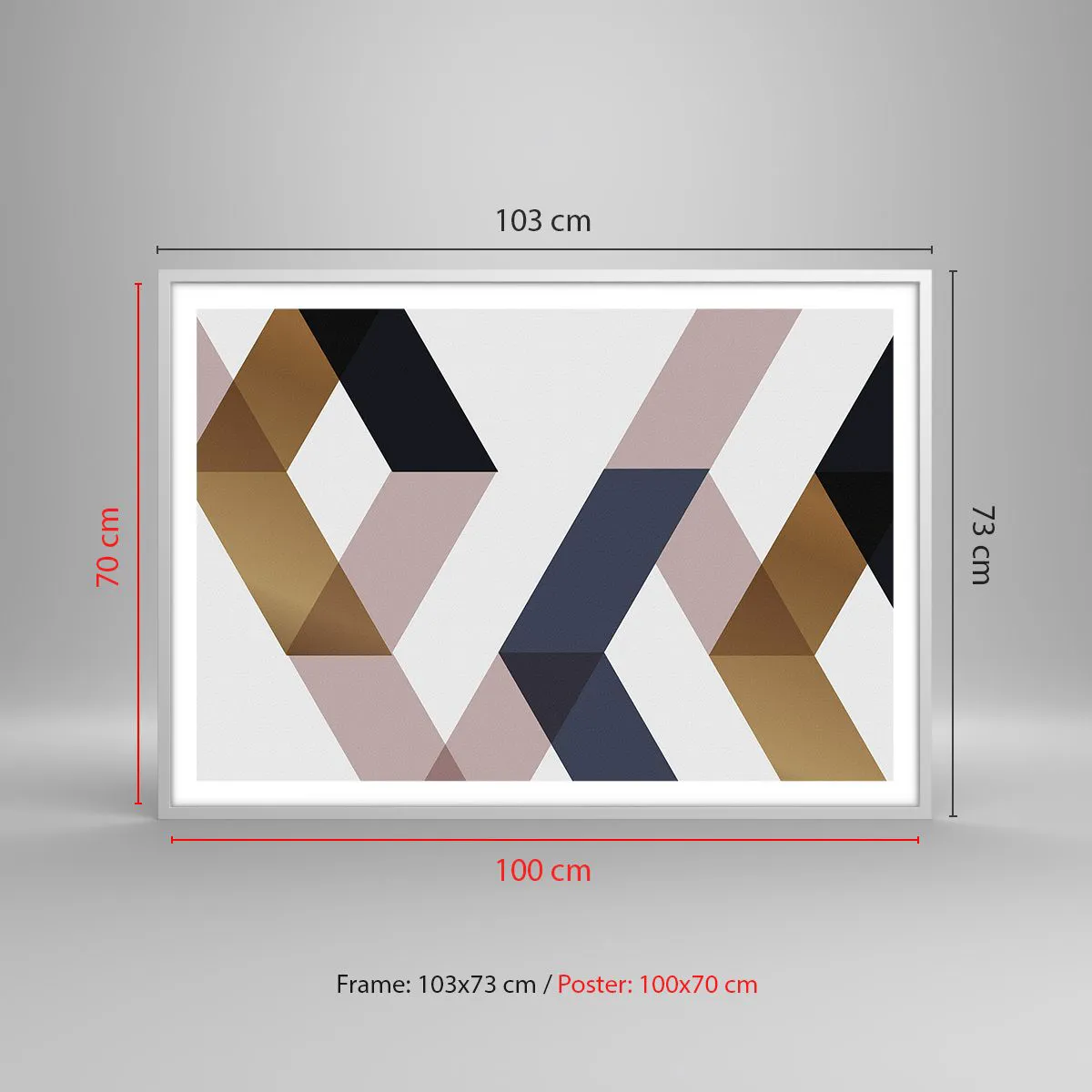 Póster en marco blanco - Rectas y ángulos - 100x70 cm