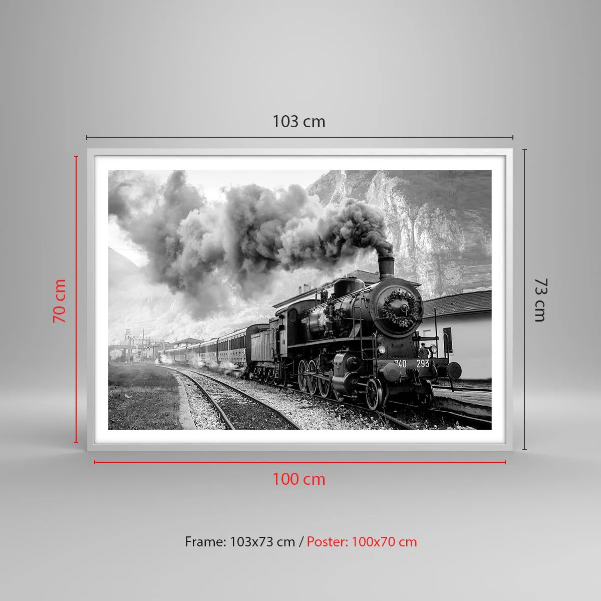 Plakát v bílém rámu - Stojí na nádraží… - 100x70 cm