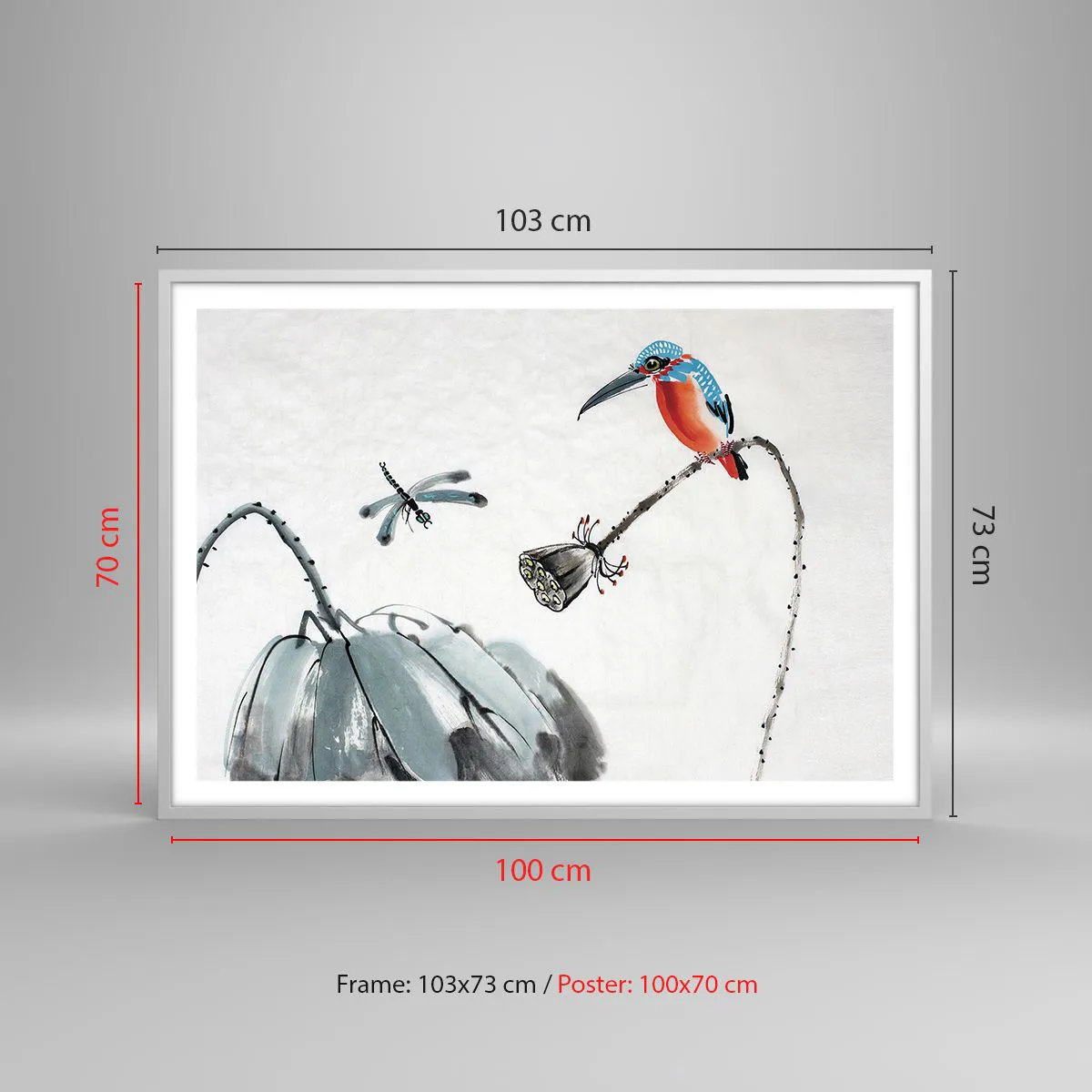 Poster in een witte lijst - Het leven van de weide - 100x70 cm