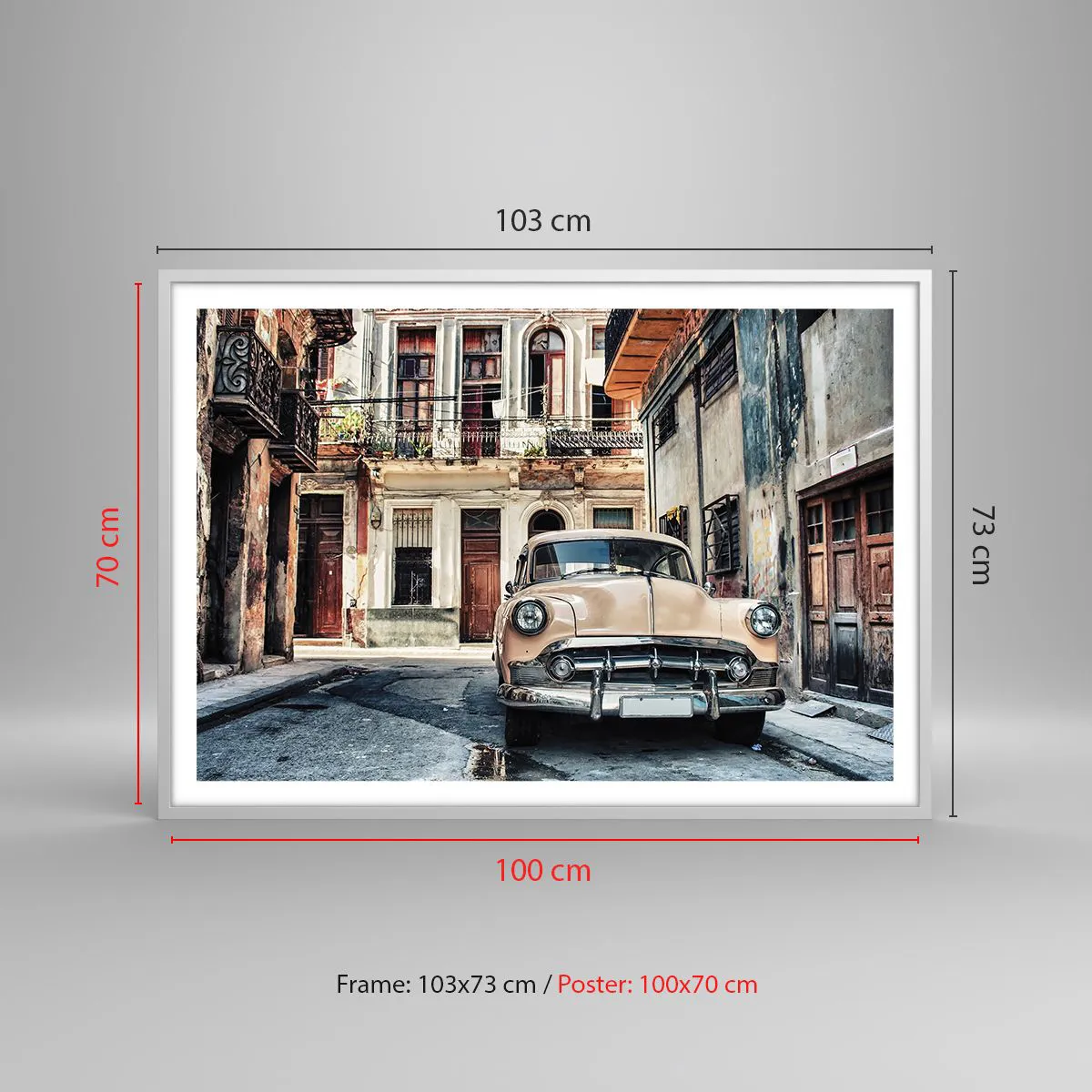 Affiche dans un cadre blanc - Poster - Sieste à La Havane - 100x70 cm