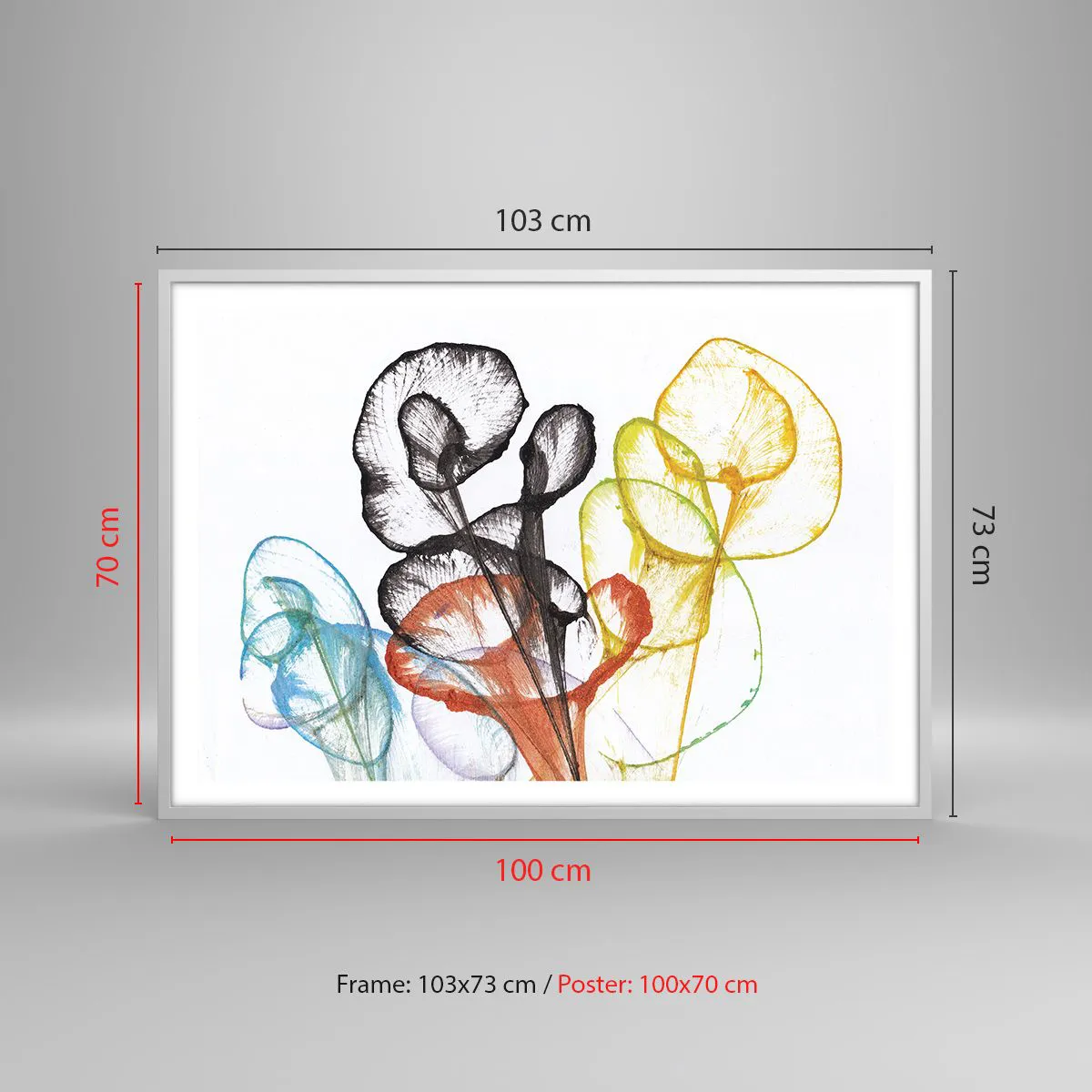 Poster in een witte lijst - Bloemen met een ziel - 100x70 cm