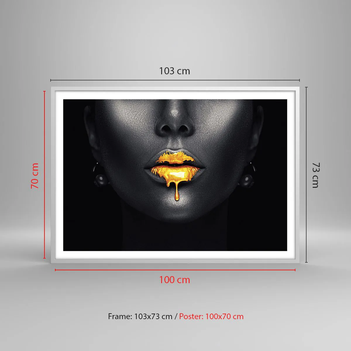 Poster in einem weißen Rahmen - Goldmaul - 100x70 cm