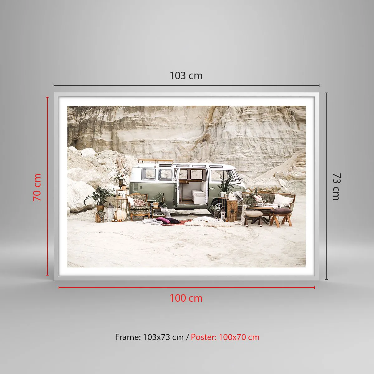 Affiche dans un cadre blanc - Poster - Il est temps de commencer le voyage - 100x70 cm