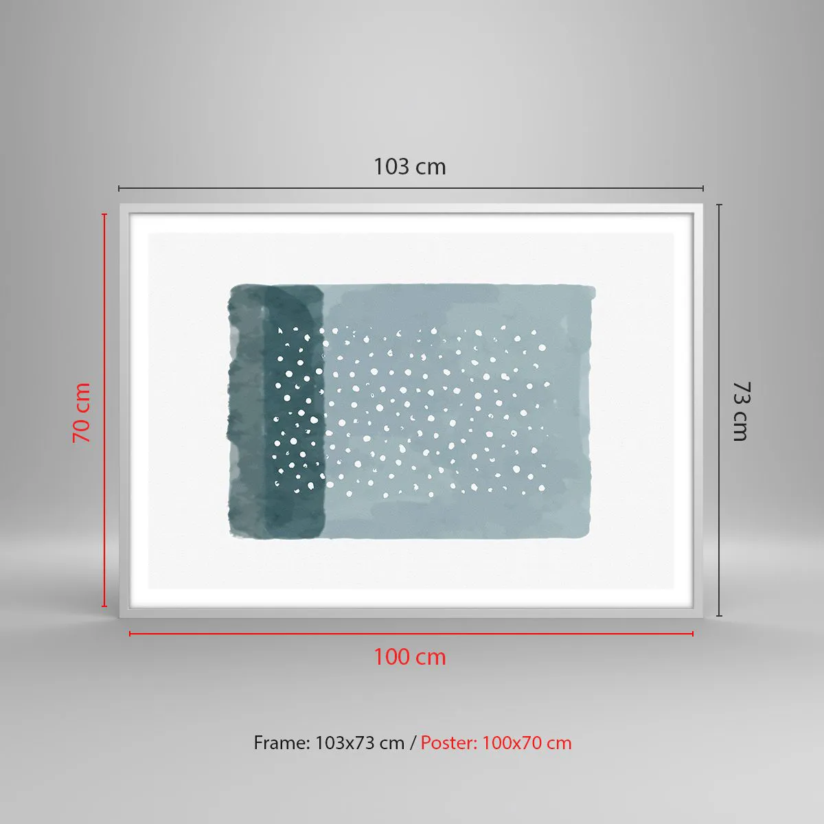Affisch i vit ram - Uppstådda ur det blåa - 100x70 cm