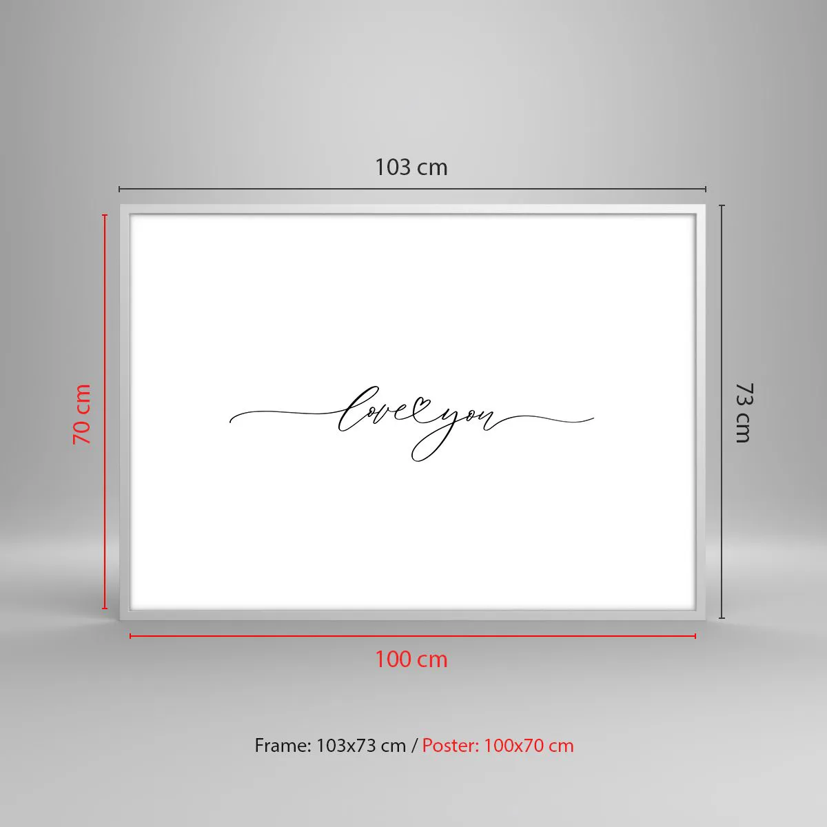 Poster in einem weißen Rahmen - Schwarz auf weiß - 100x70 cm