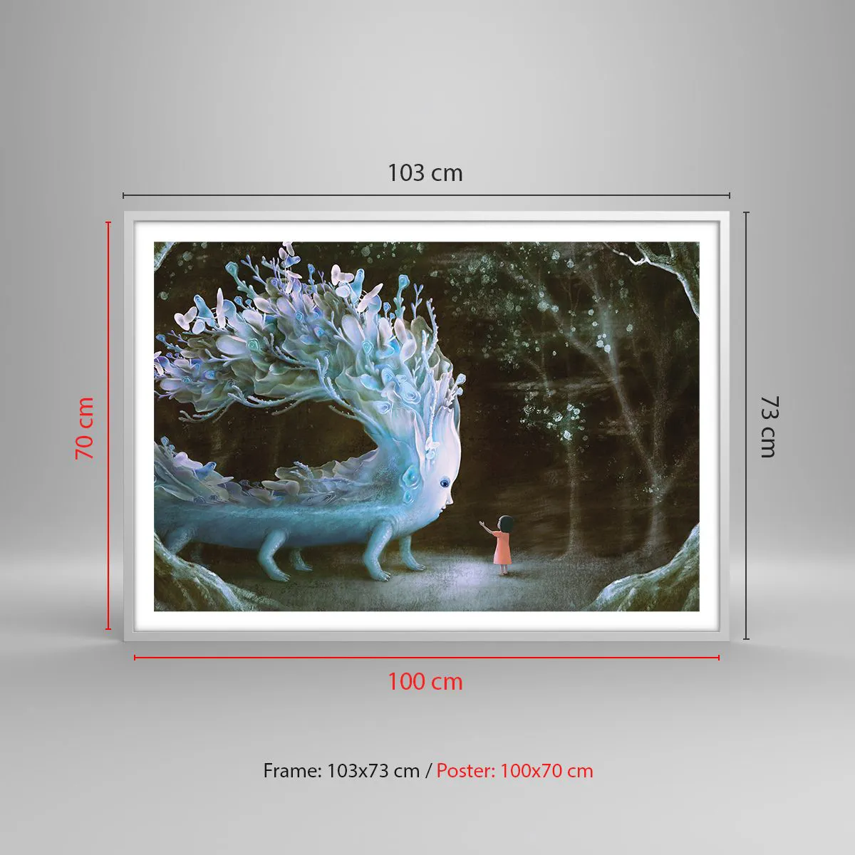 Poster in white frmae - Fantastic Encounter - 100x70 cm